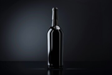 Wine Bottle on Dark Background. Sleek and Modern Design Vintage Wine.