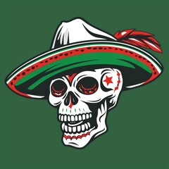 Skull Wearing Sombrero & Mexican Hat
