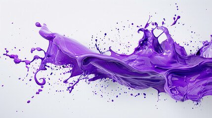 Fototapeta premium close up image of a purple splash of paint over a white neutral background