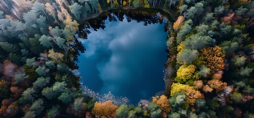 A pond in the forest. Photo taken from above