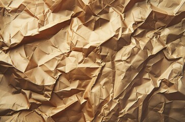 Abstract background with golden crumpled paper texture 