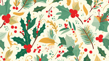 Elegant seamless pattern with parts of winter plant