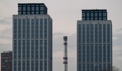 Fototapeta na wymiar modern high-rise multi-storey business class building, residential complex