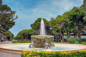 fountain of the four horses in Rimini Italy summer season
