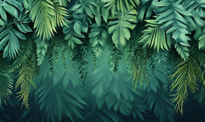 Naklejka na ściany i meble tropical leaves hanging down background wallpaper