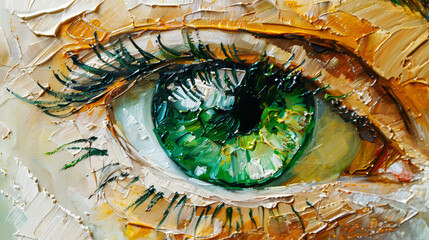 Painting of a Close-up of a woman's eye. Digital painting style. Ai generative.