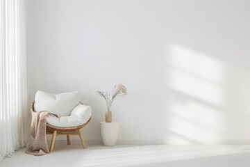 Chic interiors with minimalistic decor and natural lighting. Interior design composition with...