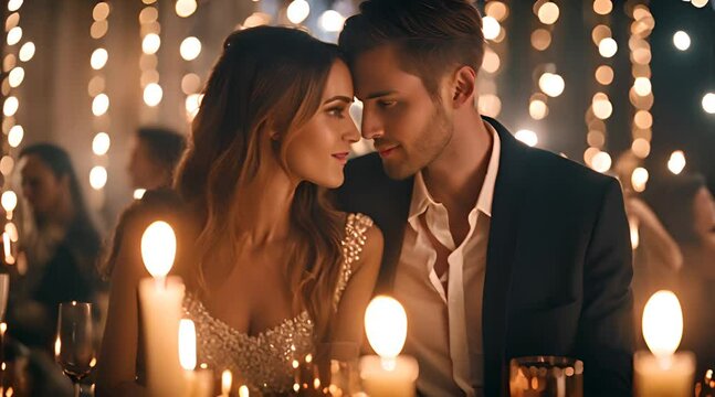 Junges Paar auf romantischer Party