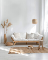 Chic interiors with minimalistic decor and natural lighting. Interior design composition with...