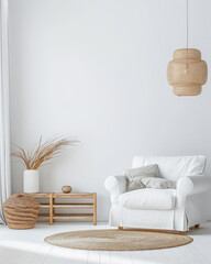 Chic interiors with minimalistic decor and natural lighting. Interior design composition with...