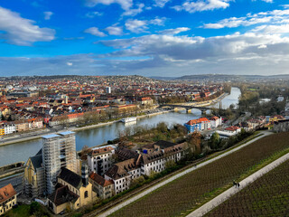 Panoramic View of Würzburg from a High Point Overlooking the City and River Main