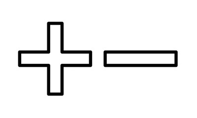 vector of plus sign and minus sign with line design