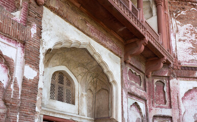 Shalimar Gardens Lahore Pakistan beautiful wall carved arches, material used lime stone, brick,...