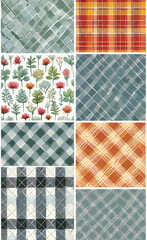 Colorful geometric checkered seamless pattern, Traditional square checkered background collection. Checkered print on wallpaper, checkered mosaic mesh,