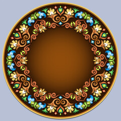 Vector abstract decorative round floral ethnic ornamental frame illustration