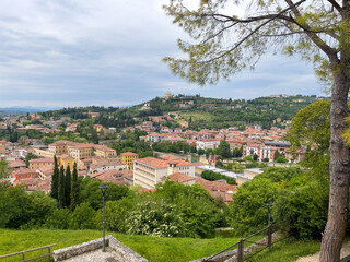 Fototapeta premium Panoramic View of Verona from a High Point Overlooking the Cityscape