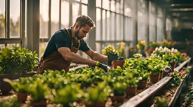 G&auml;rtner an seinem Arbeitsplatz portraitiert  Traumberuf