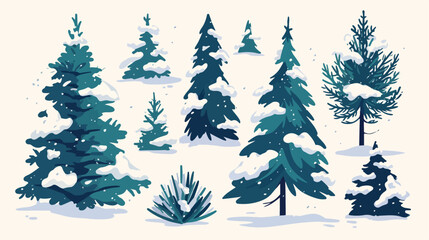 Fir trees covered with snow. Winter season spruce e