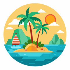 tropical island with palm trees