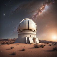 Obserwatorium astronomiczne na tle pięknego wieczornego nieba