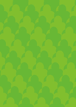 大勢の木をシルエットにしたグリーン背景素材イラスト