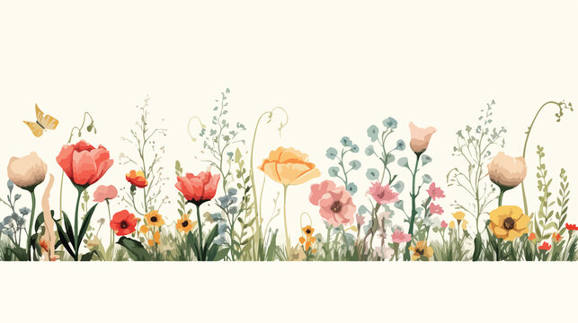 Floral horizontal backdrop decorated with spring bl