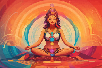 healing chakras mindfulness motion colorful illustration 