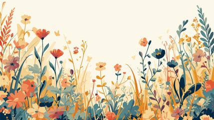 Floral vertical card design. Botanical postcard wit