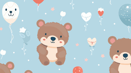 Cute bear pattern. Seamless background with funny t