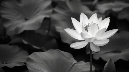 Lotus flower in serene pond