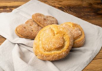 Oatmeal Bun in the Shape of a Heart, Gluten Free Flat Finnish Bread Roll