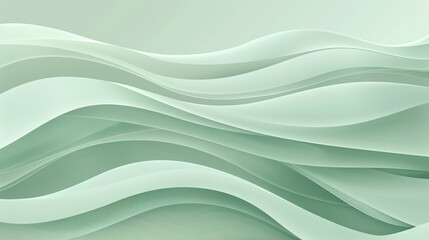 Minimal Wave Background in Sage Green, Sleek Vector Style.