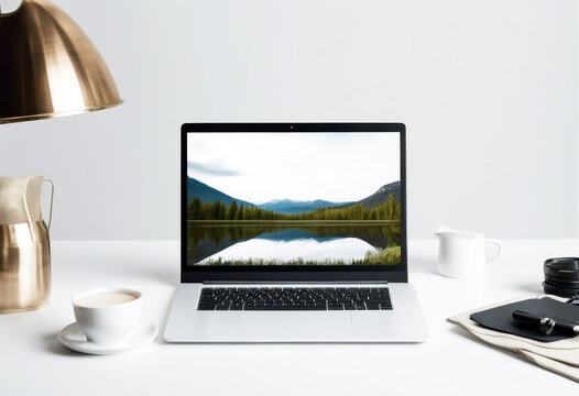 'mockup template detailed high focus whole body aluminium white background isolated screen blank laptop macbook imac mac ipad iphone notebook monitor battlement personal computer desktop lcd'
