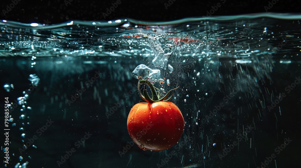 Wall mural tomato, sinking in water tank,