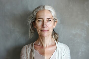 Premature aging and lift discussions on aging merge with less wrinkle and life dynamics; age dynamics and active ageing focus on transitions and chin shape in facial symmetry contexts.