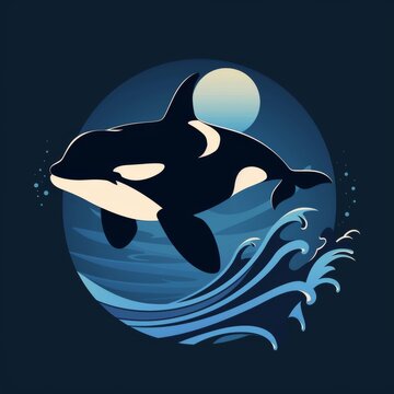 Orca Jumping Out of Water at Night