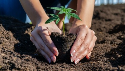 woman planting a plant