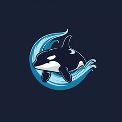 Naklejka premium Majestic Orca Whale Swimming on a Wave