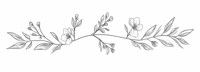 black flower motif sketch for design, vector