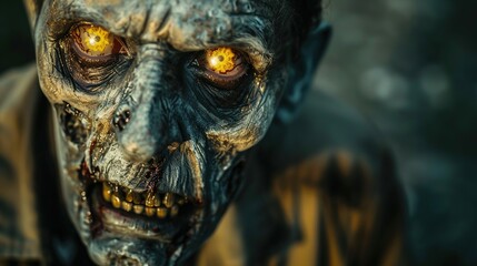 Scary Zombie with Piercing Yellow Eyes