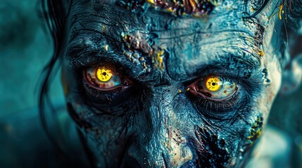 Scary Zombie with Piercing Yellow Eyes