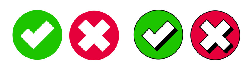 Check mark and Cross Yes and no Right and wrong Choice Approved icon Choose