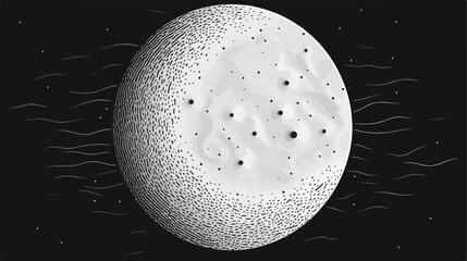 Full moon with craters in line art style. Simple ic - obrazy, fototapety, plakaty