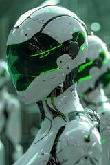 Fototapeta premium Hyperrealistic Female Androids in Cyberpunk Visors