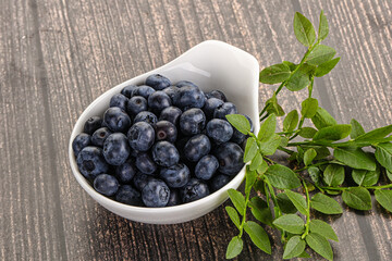 Ripe sweet blueberry in the bowl