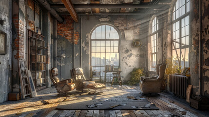 Room With Many Windows and Chair