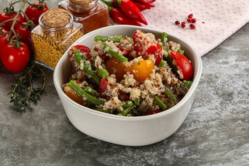 Vegan boiled quinoa with vegetables