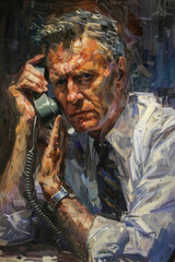 Man Talking on a Phone Painting
