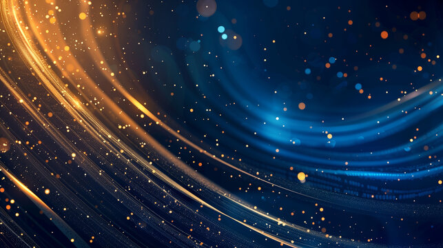 abstract blue background with golden lines