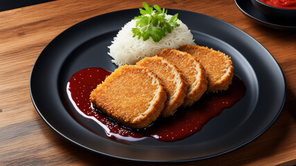 Cutlet with tonkatsu sauce.